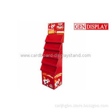 Professional Drink Cardboard Display Stands With 5 Paper Tr